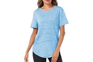 Terecey Camisetas Deporte Manga Corta Mujer Camiseta Tecnica para Mujer Suelta Camiseta Fitness Mujer y Cuello Redondo Camiseta Deportiva de Secado Rápido para Yoga Pilates S-XXL