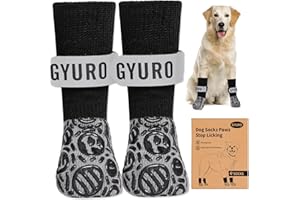 GYURO Doppelseitige Anti-Rutsch Hundesocken für den Innenbereich, um das Lecken der Pfoten zu verhindern-Pfotenschutz Haustierpfoten Schutz Traktion Kontrolle Socken auf Hartholzboden (Schwarz, M)