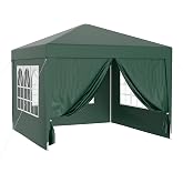 Wiltec Garden Gazebo 3 x 3 m Green with UV Protection 50+ Gazebo with Roller Sides - Party Pavilion with Windows, Ideal for T