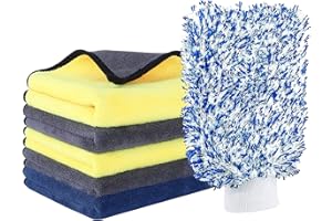 YINGJEE Kit de Limpieza para Coche, Kit de Herramientas de Lavado de Coche, Set Limpieza Coche, Toallas de Secado de Coches absorbentes con Manopla de Lavado, Paños de Limpieza Grandes de Microfibra