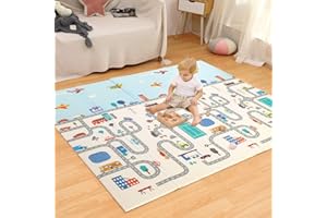 Hadwin Baby Play Mat, Foldable Soft Foam Playmat, Extra Large Thick Crawling, Playing and Yoga Mat, Portable Waterproof Double-Sided Pattern Floor Mat for Newborn, Babies Toddlers, 200 * 180 * 1 cm