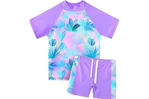HUAANIUE Teens 2PCS Swimwear Shorts Girls Swimming Costume Swimsuit 3-14Y Kids Pink Swimwear Summer Beach Swimming Clothes for Girl Outfit Sunsuit