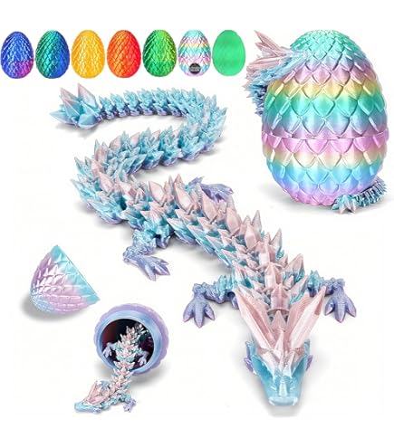 3D-bedrukt drakenei, fidget speelgoed drakenei – Crystal Dragon Toys 3D-print, realistisch design, beweegbare gewrichten verlichten stress, beweegbare , fidget speelgoed voor decoratie
