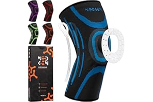 NEDKEN Opaska na Kolano - Oddychająca Kompresja, Ulga w Bólu, Stabilizacja Łękotki i Rzepki, Silikonowe Poduszki, Antypoślizgowy Design do Sportu i Rehabilitacji (Niebieski, M)