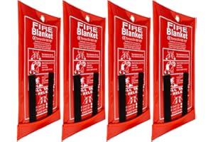 FLASLD Fire Blanket for Home and Kitchen, Fiberglass Fire Blankets Emergency for People, Flame Retardant Protection and Heat Insulation (100cm x 100cm - 4 Pack)