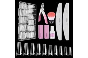 Venares 500 sztuk tipsy do paznokci żelowych, 10 rozmiarów, zestaw tipsów z klejem, pilniki, bufor do paznokci, szczotka do paznokci, obcinacz do paznokci, akrylowy zestaw tipsów