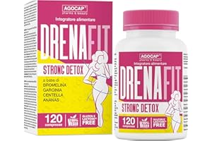 Drenante Forte Dimagrante, Integratore per dimagrire con Bromelina Forte, Centella Asiatica e Garcinia Cambogia. Drenax forte, Diuretico Detox Antiossidante con Ananas e Finocchio. 120cpr Agocap