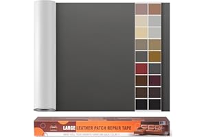OAZ Patch de Réparation en Cuir Auto-adhésif Surdimensionné, 60 x 300 cm Kit de Réparation de Cuir Autocollant pour la Réparation de Cuir de Taille pour Meubles, Sièges D'auto, Canapés Lisse Gris noir