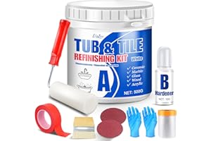 LIMINO Kit de Rénovation de Baignoire et Carrelage - Peinture pour Carrelage Blanc Satiné avec Outils pour Baignoire, Lavabo, Plan de Travail pour Salle de Bain et Cuisine, Céramique, Porcelaine (500g)