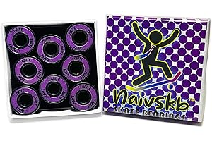 Naivskb Skateboard Bearings 8mm 8 Pack, Precision ABEC 608 Bearings Set for Longboards Cruisers Surfskates Inline Skates Quad Roller Skates Scooters (Neon Purple)