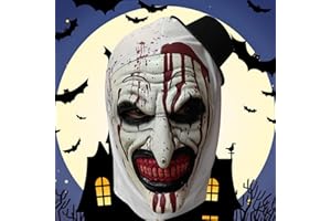 Aofonchy Máscara de Terror de Halloween, Payaso Aterradora Con Sombrero, Látex Terrifier, Espeluznante Para Fiesta de Carnaval y Cosplay