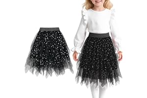 Baogaier Falda Tul Niñas, Elegante Lentejuelas Tutu Cintura Elástica Midifalda Bajo la Falda en Múltiples Capas Falda, Cumpleaños Party Carnaval Halloween Fiesta Disfraz 5-12 Años