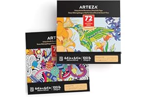 ARTEZA Libri da Colorare per Adulti, Immagini Fantasia e Animali da Colorare, 2 Pz, 144 Fogli Totali, 150 g/m2, 16,3x16,3 cm, Pagine Staccabili, Passatempo per Adulti, Colora Via l'Ansia e lo Stress