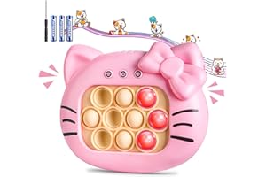 VOFOLEN Fidget Toys Pop It Game Light Up with Music Funny Poppet Games Fast Speed Push Pop Buttons Game Breakthrough Puzzle Machine Surprise Easter Present for Kids Girls Boys 4 5 6 7 Years (Whiskers Cat)