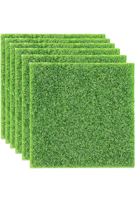 Gazon Artificiel MWUMRCM 15x15cm - 3 Pièces, Réaliste, Pour Décoration Miniature, Maquettes, DIY
