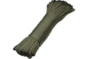 DonDon Cuerda de 30 Metros de Nylon Cuerda de Paracord Cuerda de Supervivencia para Actividades al Aire Libre, para Camping y para Manualidades 4 mm – 7 filamentos olivarero