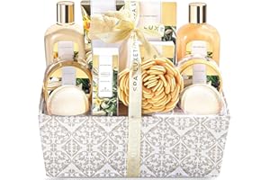 ‎SPA LUXETIQUE SPA LUXETIQUE Geschenk für Freundin - 12 tlg. Geschenkset Vanilleduft mit Badesalz, Badebomben, Duschgel, Handcreme, Haarturban mit Knopf, Bade Geschenkset zum Weihnachten, Muttertagsgeschenk