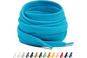 Laceter Lacets Plats Premium 100% Coton - Lacets Chaussures - Lacets de Baskets pour Converse, Nike, Adidas, Vans - Lacets Blancs ou Couleur - Largeur 8 mm