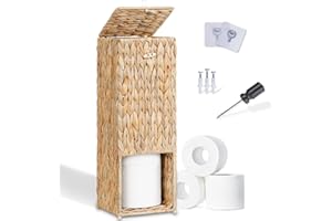 ‎EFLUKY efluky Toilettenpapier Aufbewahrung aus Heu 3-4 Rollen, Klopapier Aufbewahrung Bad Aufbewahrungsbox, Hängender Toilettenpapierkorb aus Geflochtenem Kürbisgras