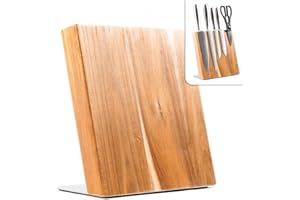 Coninx Acacia Wood Knife Block - Magnetic Knife Holder for Safe & Convenient Knife Storage - Knife Holder Without Knives - Elegant & Easy-to-Clean Magnetic Knife Block