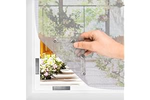 BKSAI - Zanzariera per finestra, protezione dagli insetti, con magneti, senza foratura, zanzariera per lucernario, ritagliabile, per interni ed esterni (150x180 cm, bianco, rete in fibra di vetro)