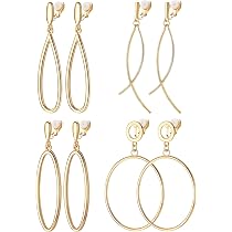 3 Paires Clips D'Oreilles Créoles 4cm - Boucles Non Percées Or Rose, Or & Argent - Hypoallergéniques