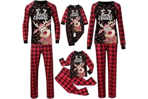 ACHIMLT Weihnachts Pyjama Familie Set mit Rentier Schlafanzug Lang Outfit Winter Damen Herren Kinder Nachtwäsche Hausanzug Weihnachten Bedruckte Nachthemd Sleepwear Schlafshirt Weihnachtsschlafanzüge