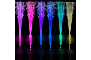 ZAIBIER Pack Of 6 Fibre Optic Wands For Kids, Flashing Wands Kids-Light Up Wands For Kids 3 Modes Light Up Colorful 7 Blinking Colours In The Dark Wands Sticks, Glow Wands For Kids, Birthday, Party Favours