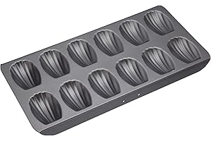 MASTER CLASS MasterClass Madeleine Taca z nieprzywierającą tacą bez PFOA, wytrzymała, stal węglowa 1 mm, forma do ciasta z 12 otworami, 40 x 20 cm, szara