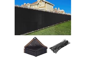 TESIN Privacy Screen Fence, 2m x 15m Black Fence Covering Privacy Screen Outdoor,Fencing Mesh Shade Cover for Patio Privacy Wall,Garden Wall Yard Backyard,Railing,Cable Zip Ties Included (6.5 x 50 ft)
