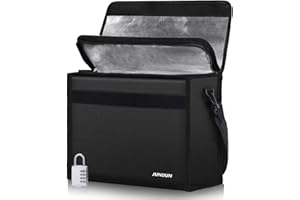 JUNDUN Porte-documents ignifuge, 43 x 30 x 13 cm, sac ignifuge, étanche avec serrure à combinaison pour documents A4, ordinateurs portables, argent et objets de valeur