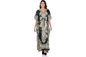 Shah Crafts. Women Kaftan Tunic Kimono Long Maxi Party Dress for Loungewear Holidays Nightwear Beach Cover Up Caftans Free Size
