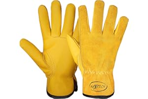 NEXATECH Thorn-Proof Gardening Gloves for Men and Women| Heavy-Duty Work Gloves with Reinforced Fingertips| Cowhide Leather| Comfortable & Breathable| Strong Grip for Gardening and other work