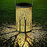 LED Solar Laterne für Draußen, GolWof Solar Garten Hängende Laterne Zylinderförmige Nachtlicht Wasserdicht IP44 mit Lichtempf
