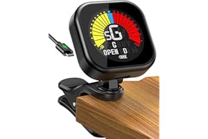 New Bee Afinador de Guitarra Recargable Afinador de Ukelele, Violín, Bass, con Afinación Abiertacon,Afinador Guitarra Eléctrica con 360° Pantalla LCD en Color de Alto Brillo Clip-On Tuner