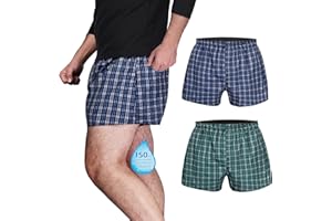 TIICHOO Calzoncillos Hombre Boxer Incontinencia Urinaria Ropa Interior Absorbentes Lavable Slips Bragas Hombre Pack de 2 (X-Large, Cuadros Verde& Azul)