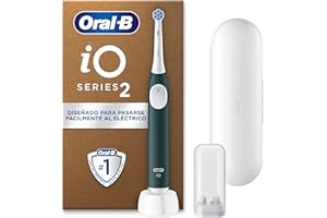 Oral-B iO 2 Cepillo de Dientes Eléctrico Verde Bosque, 1 Cabezal, 1 Estuche De Viaje, 1 Soporte de Recambios de Viaje, 3 Modos De Cepillado, Sensor De Presión y Temporizador, Diseñado por Braun