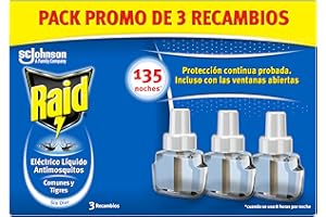 Raid ® Elektryczny płyn 135 nocy - Common Mosquito & Tiger Sparks - 3 części zamienne na 45 nocy, Opakowanie może się różnić
