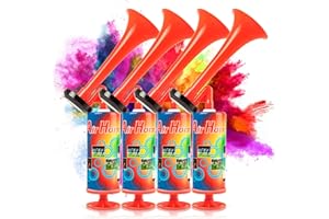 Dzanken Air Horn-Set of 4-Loud Party Horns, Signal Horn, Bull Horns, Long Lasting Hand Held Horn, Sport Accessory, Supporters Air Horn