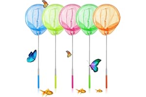 Huarsion Schmetterling Net Kinder, 5 Stück Teleskop Kescher Kinder, Ausziehbar Schmetterlingsnetz Kinder Fischernetz Fangnetz Ideal zum Fangen von Insekten Bugs Fische Angeln Teich Garten Pool Outdoor