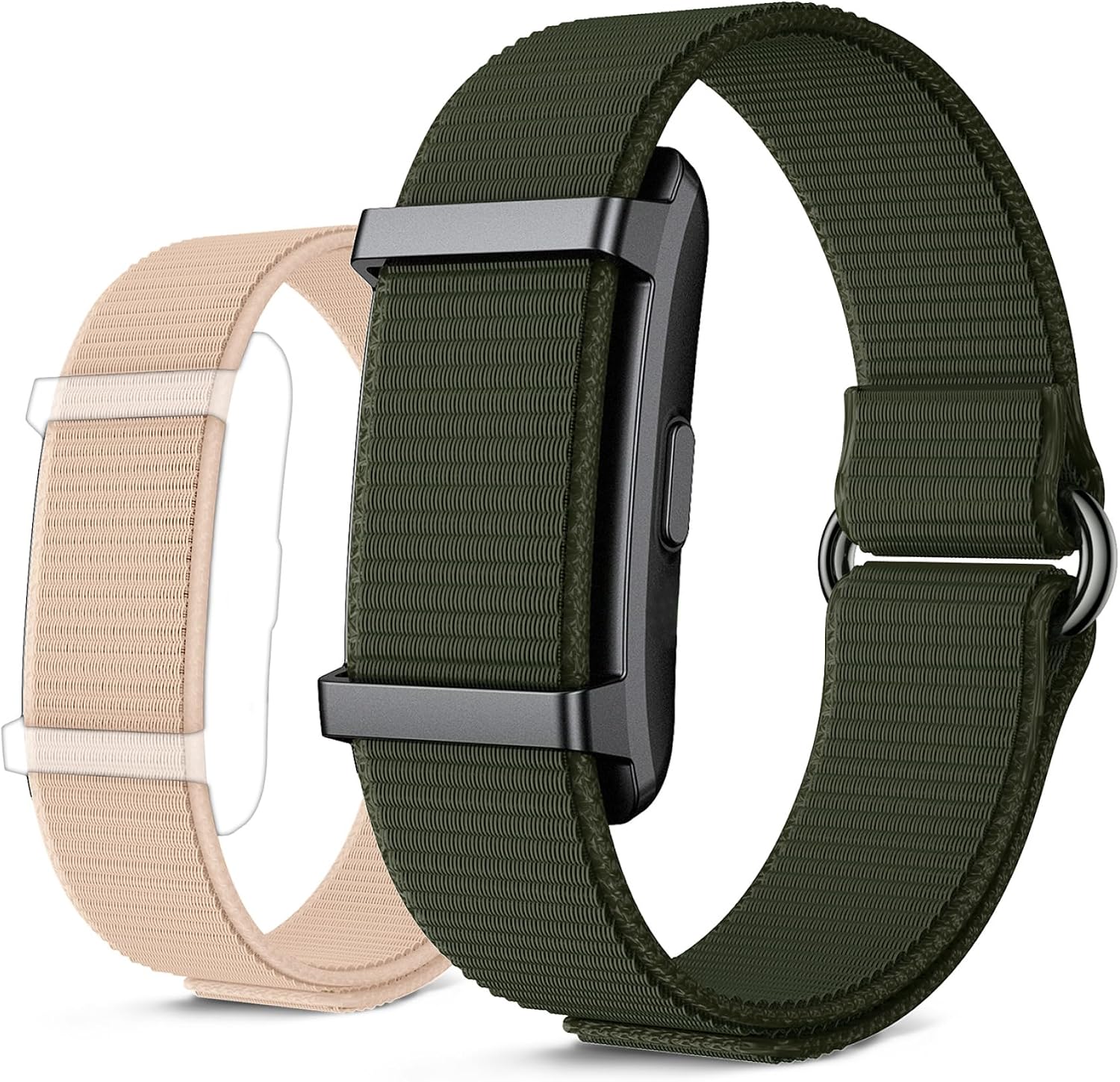 KSIX Vitalis Go Pulsera Inteligente sin Pantalla, Smartband con Monitor de frecuencia cardíaca, oxígeno, Temperatura, sueño y estrés, 5 ATM, 30 días autonomía, 2 Correas Verde y Beige