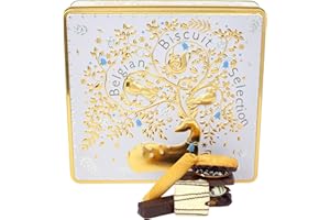 THE SILVER CRANE COMPANY Belgian Biscuits Tin - Christmas Biscuit Tins, Biscuits Gift Set with Belgian Chocolate Biscuits Selection, Novelty Christmas Biscuit Box - Festive Tins of Chocolates Gifts for Women & Men