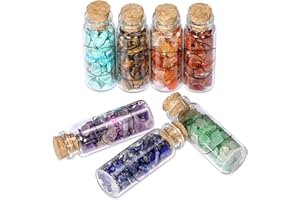 CrystalTears 2PCS Mini Bottiglia di Desiderio Vetro Albero della Vita in Pietre Naturali Portafortuna Regalo Chakra Ametista Cristallo Guarigione Terapia (7 Chakra Set 1)