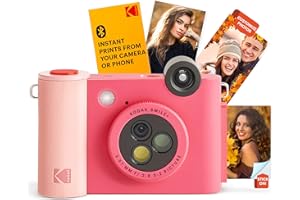KODAK Smile+ 2-in-1 Digitale Sofortbildkamera & kabelloser Bluetooth-Fotodrucker - 10MP, Spezialeffekt-Drehobjektiv, Zink 2x3” Klebefotos, Drucken über Fun-App von Smart Devices - Fuchsie