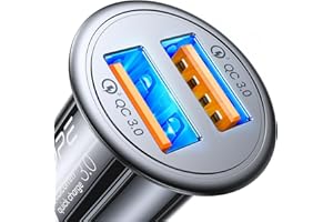 AINOPE USB Car Charger, [Dual QC3.0 Port] 45 W/6A [All Metal] Fast Car Charger Mini Cigarette USB Adapter Quick Charge for iPhone 16 Pro Max Plus 15 14 13 12 11 XS XR Note 9 Galaxy S23 S22 S10 iPad