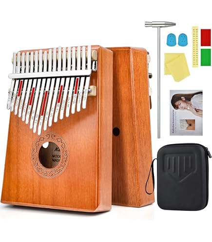 UNOKKI Kalimba 17 Tasti Mogano – Marrone Cioccolato, Con Libretto Istruzioni, Strumento Portatile