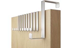4smile Over Door Hook Set of 10 – Silver Coat Hooks for Leaf Depth 3.6 cm (1.4") + 4.1 cm (1.6"), Sturdy Hangers for Clothes, Wreath Hanger
