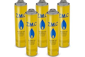 Z.M.C 5X 330g Universal Gas Propano Butano Cartuchos de Gas 600ML con Rosca 7/16" Cartucho Ideal para Quemador de Maleza, Abflämmgerät, Soplete de Soldar, Schweizen, Cocinilla de Camping Quemador
