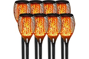 kefflum Lumières Flamme Solaire Exterieure, 4/6/8 Pièces Lampes Solaires Exterieures Jardin,Lampe Solaire Flammes Réalistes,Imperméable Lampe Torche Solaire pour Jardin,Chemins,Pelouse