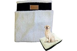 Ellie-Bo Ersatz-Hundebett Bezug mit Kunst-Wildleder und Schaffell-Auflage, 107 cm, XL, Schwarz
